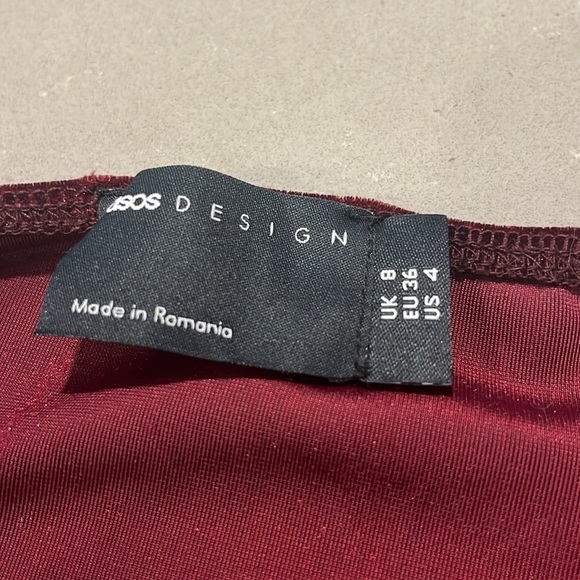 ASOS Design Burgundy Velvety Midi Dress - Picture 4 of 5